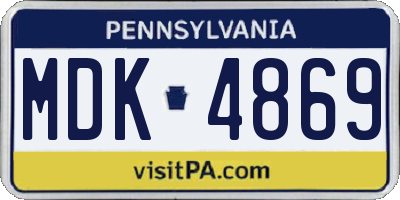PA license plate MDK4869