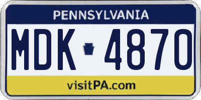 PA license plate MDK4870