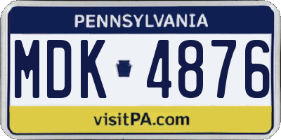 PA license plate MDK4876