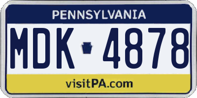 PA license plate MDK4878