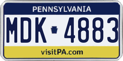 PA license plate MDK4883