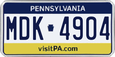PA license plate MDK4904
