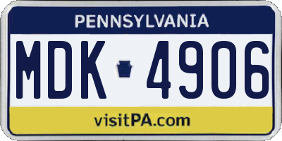 PA license plate MDK4906