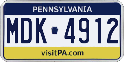 PA license plate MDK4912