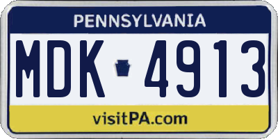 PA license plate MDK4913