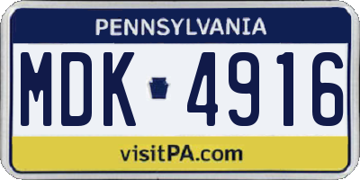 PA license plate MDK4916