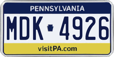 PA license plate MDK4926