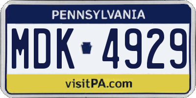 PA license plate MDK4929