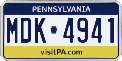 PA license plate MDK4941