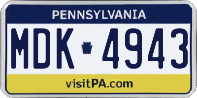 PA license plate MDK4943