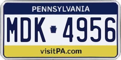 PA license plate MDK4956