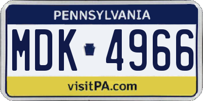 PA license plate MDK4966