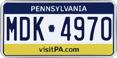 PA license plate MDK4970