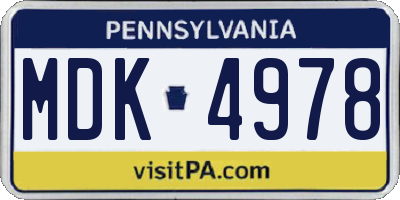 PA license plate MDK4978