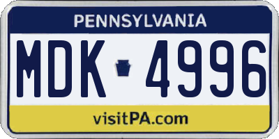 PA license plate MDK4996