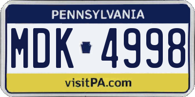 PA license plate MDK4998