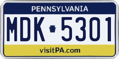PA license plate MDK5301