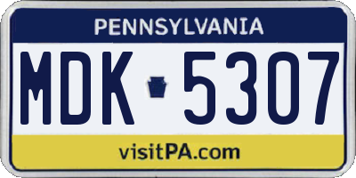 PA license plate MDK5307