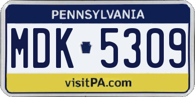 PA license plate MDK5309