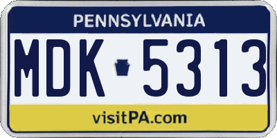 PA license plate MDK5313
