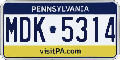 PA license plate MDK5314