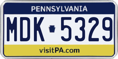 PA license plate MDK5329