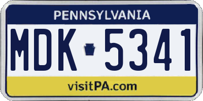 PA license plate MDK5341