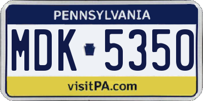 PA license plate MDK5350