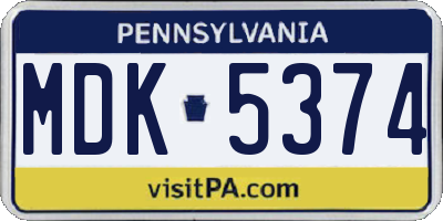 PA license plate MDK5374