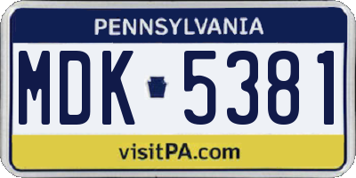 PA license plate MDK5381