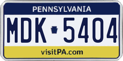 PA license plate MDK5404