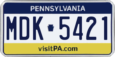 PA license plate MDK5421