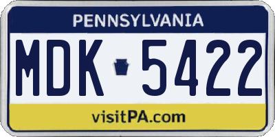 PA license plate MDK5422
