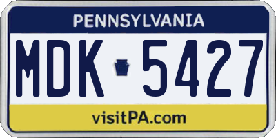 PA license plate MDK5427