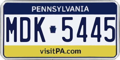 PA license plate MDK5445