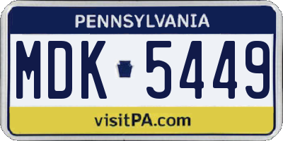 PA license plate MDK5449
