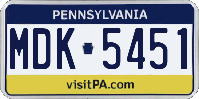 PA license plate MDK5451