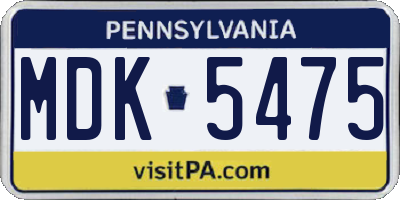 PA license plate MDK5475