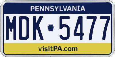 PA license plate MDK5477