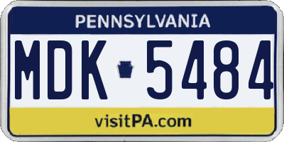PA license plate MDK5484
