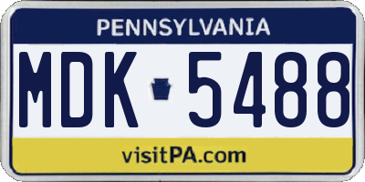PA license plate MDK5488