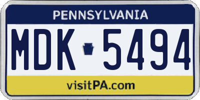 PA license plate MDK5494