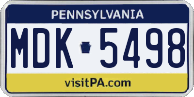 PA license plate MDK5498