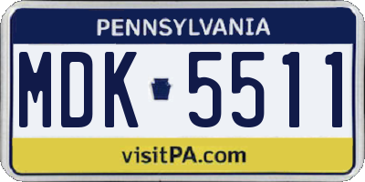 PA license plate MDK5511