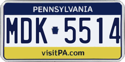 PA license plate MDK5514