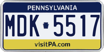 PA license plate MDK5517