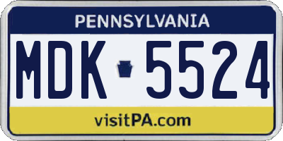 PA license plate MDK5524