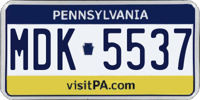 PA license plate MDK5537