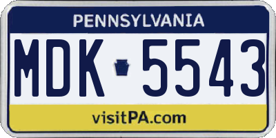 PA license plate MDK5543