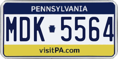 PA license plate MDK5564